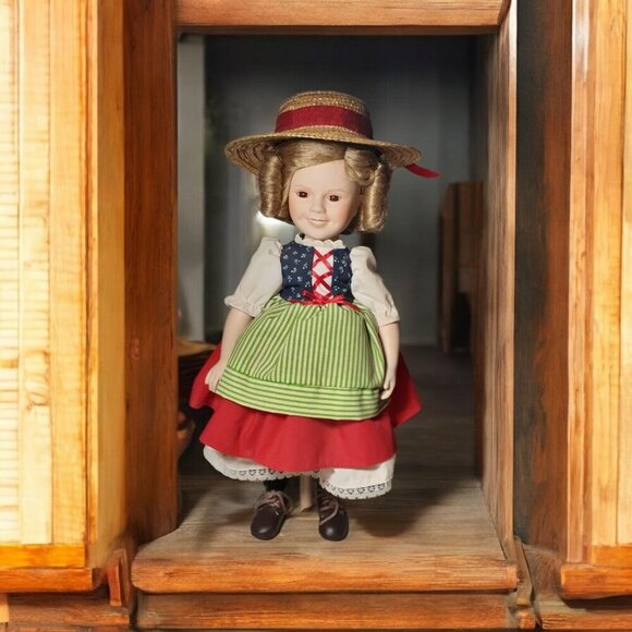 Heidi Shirley Temple Doll Danbury Mint Straw Hat w/ Stand...